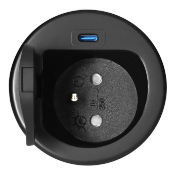 GNIAZDO MEBLOWE POJEDYNCZE ORNO OR-GM-9040/B KABEL 1,9m Ø6cm USB